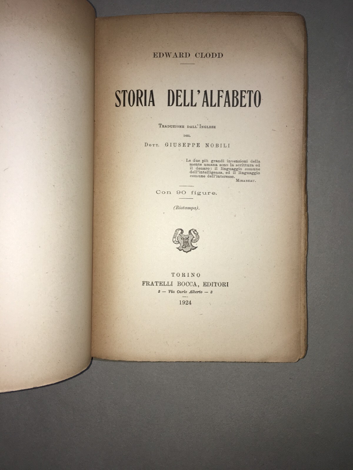 Scrittura, Alfabeto, Geroglifici E Pittografie: Antica Edizione Bocca   Clodd   Figurato