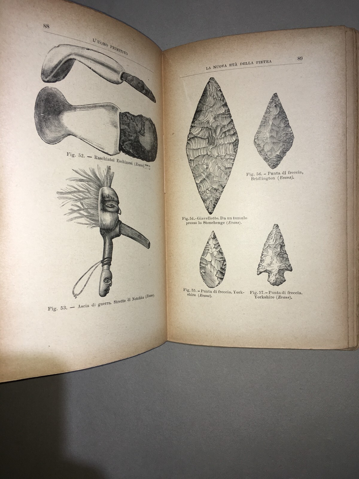 Archeologia: L'Età Della Pietra E L'Uomo Primitivo. Edizione Bocca, 1923