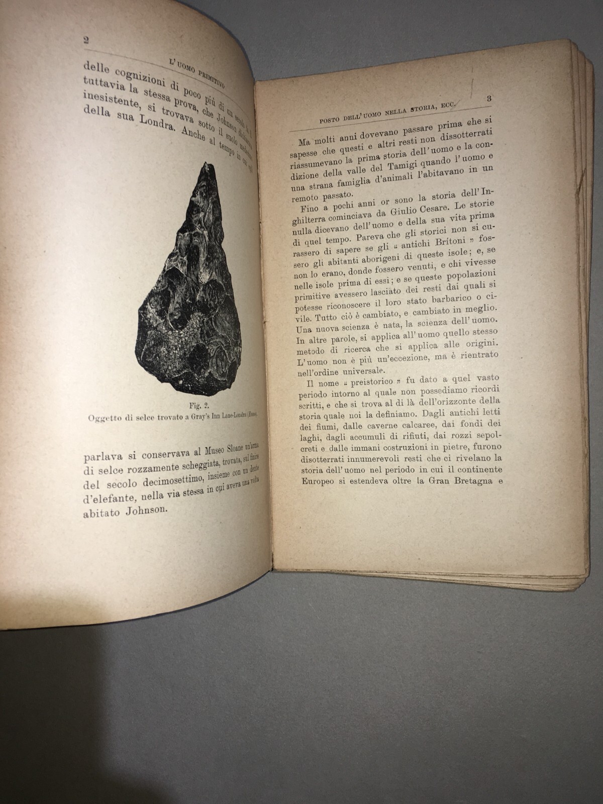 Archeologia: L'Età Della Pietra E L'Uomo Primitivo. Edizione Bocca, 1923