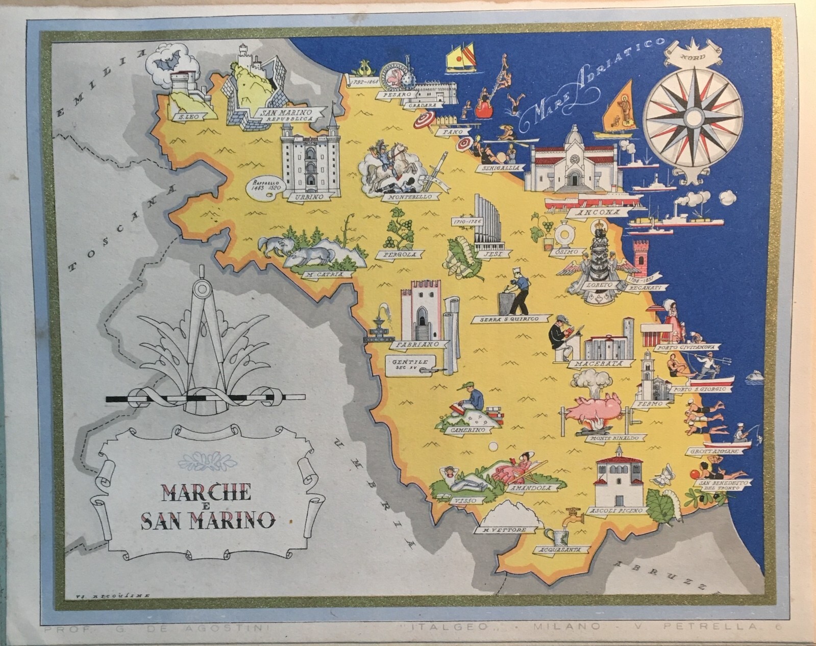 Marche E San Marino. Mappa Cartografica Di Vico Nicouline