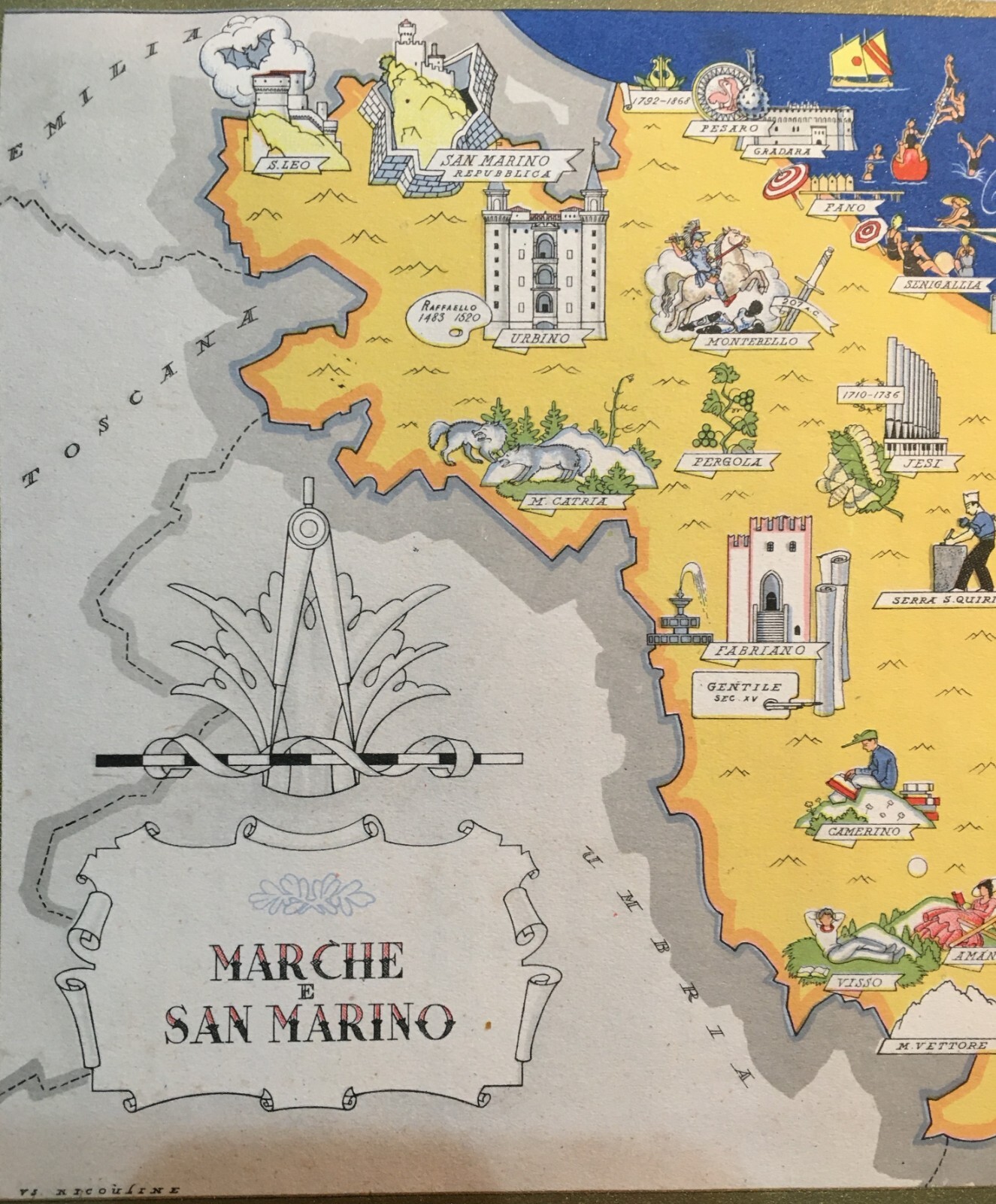 Marche E San Marino. Mappa Cartografica Di Vico Nicouline