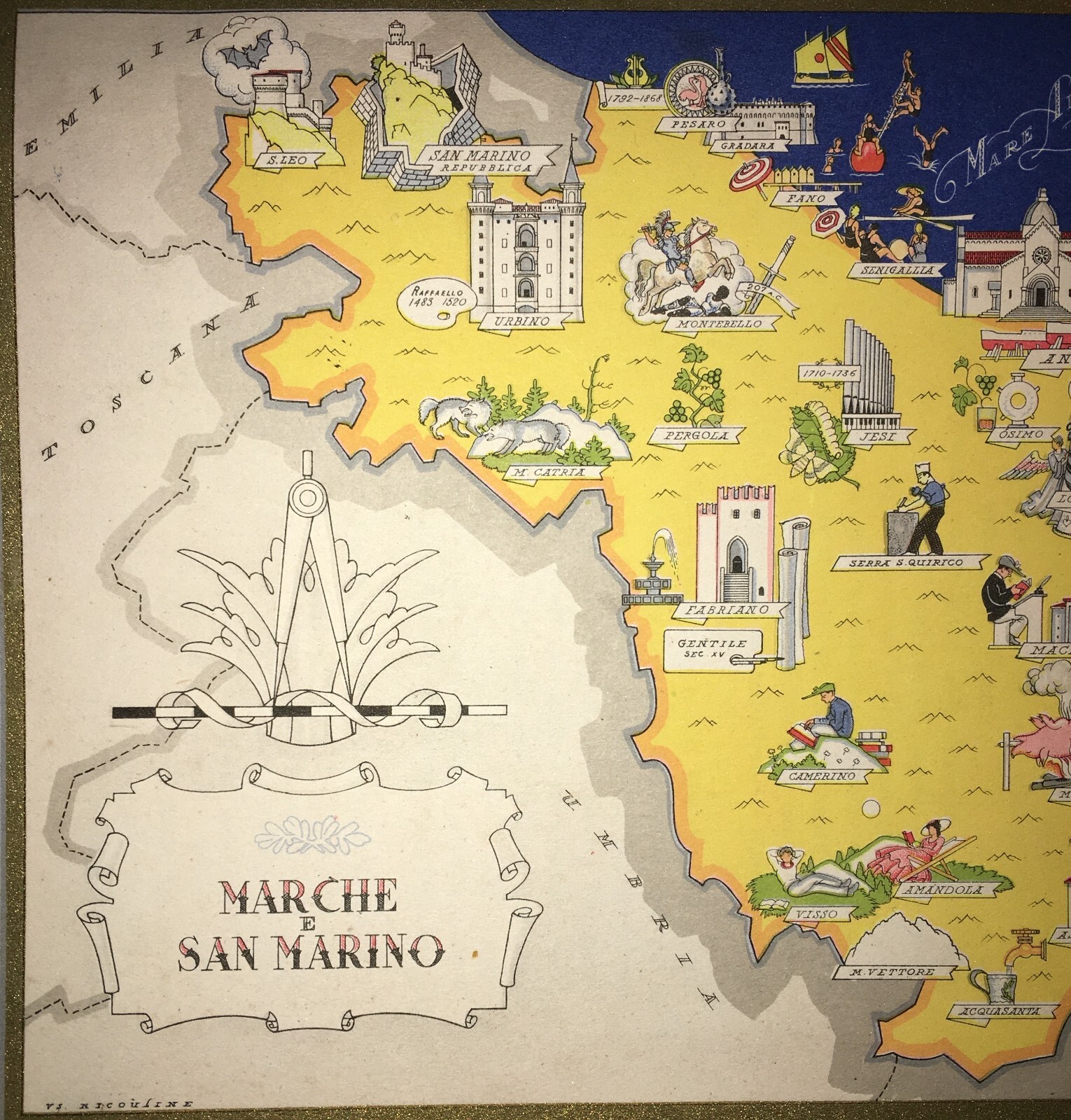 Marche E San Marino. Mappa Cartografica Di Vico Nicouline