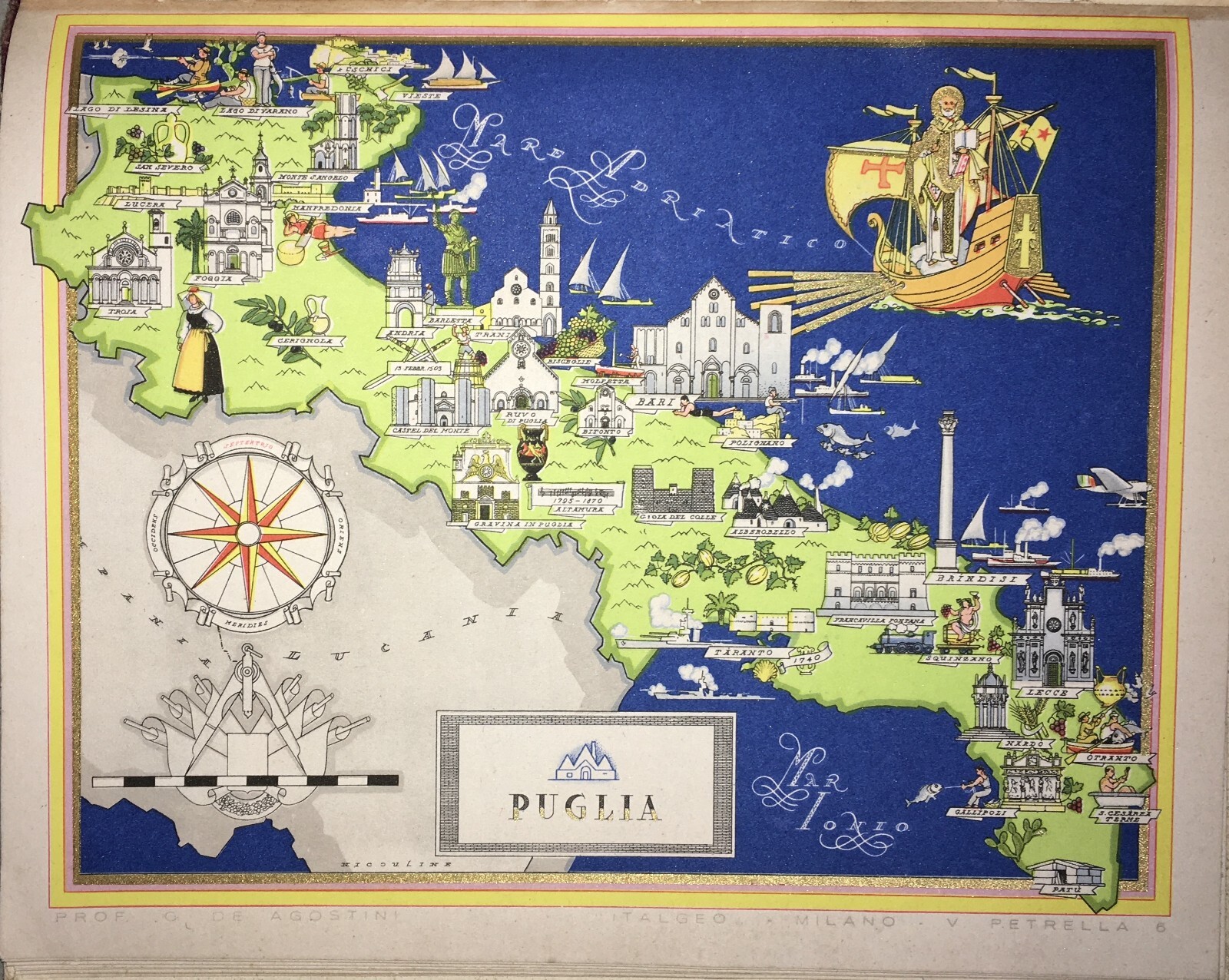 Puglia: Mappa Cartografica Artistica Di Vsevolode Nicouline