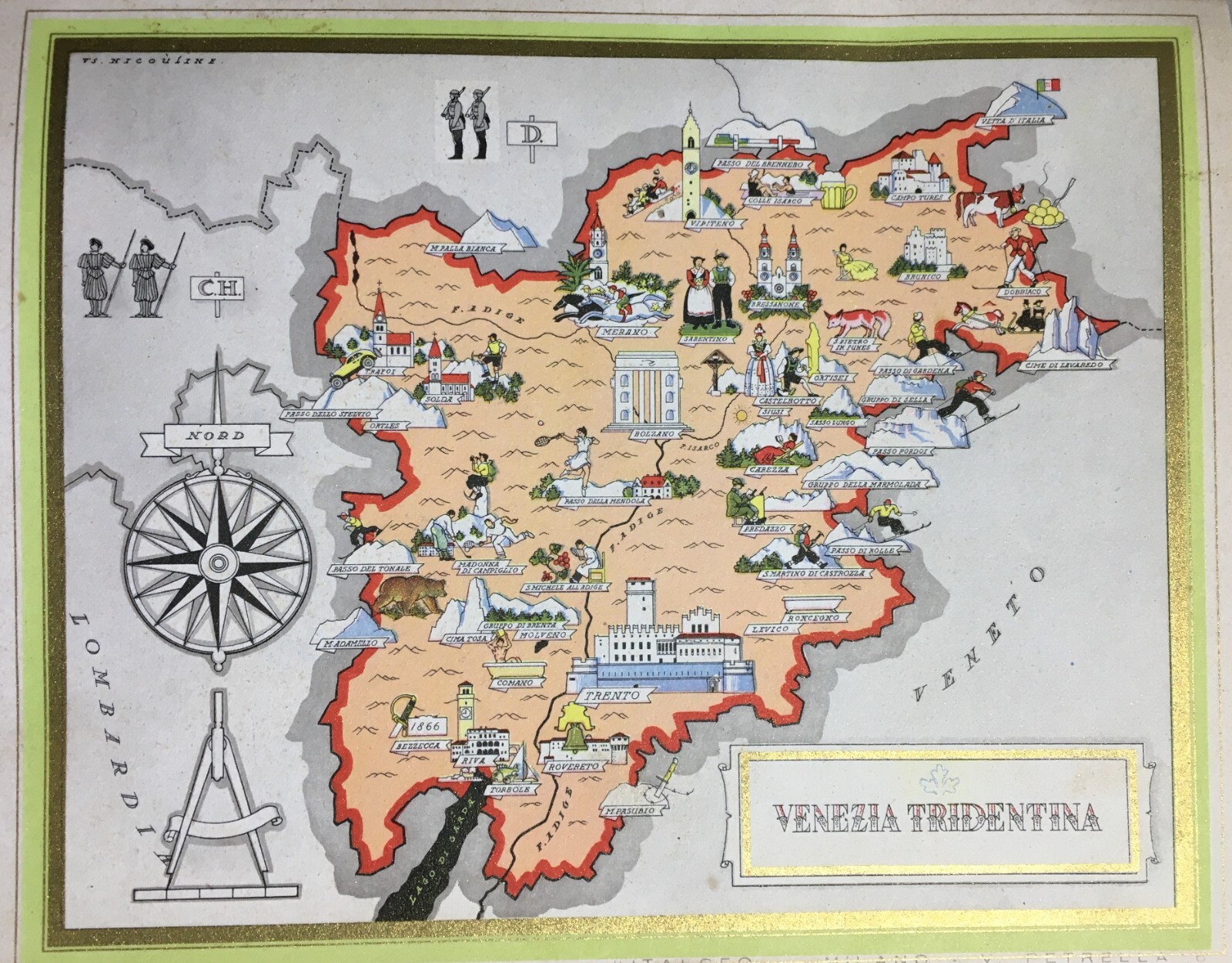 Venezia Tridentina: Mappa Cartografica Artistica Di Vsevolode Nicouline