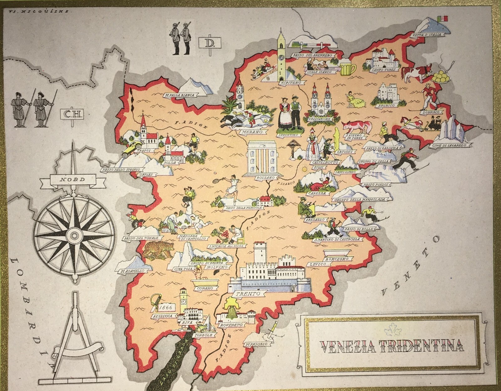 Venezia Tridentina: Mappa Cartografica Artistica Di Vsevolode Nicouline