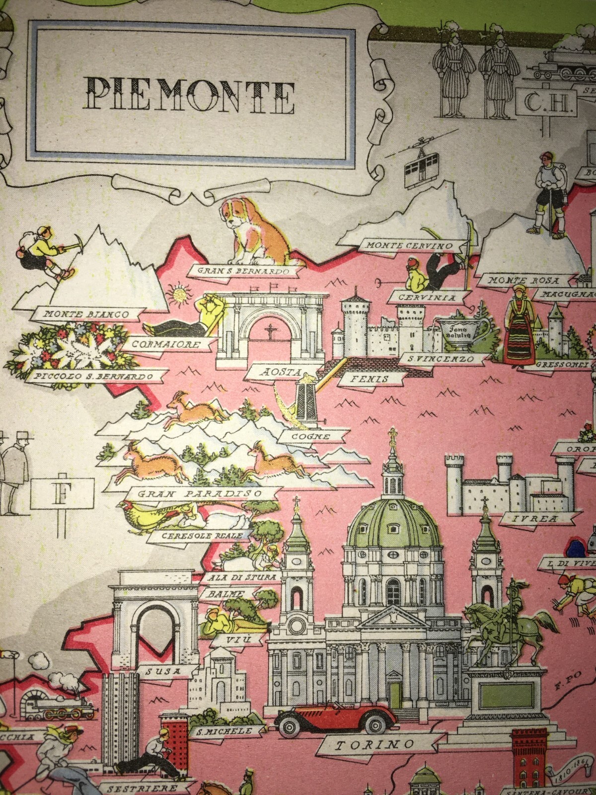 Arte, Folklore E Cartografia Del Piemonte: Mappa Di Vsevolode Nicouline Con Torino, Aosta E Novara