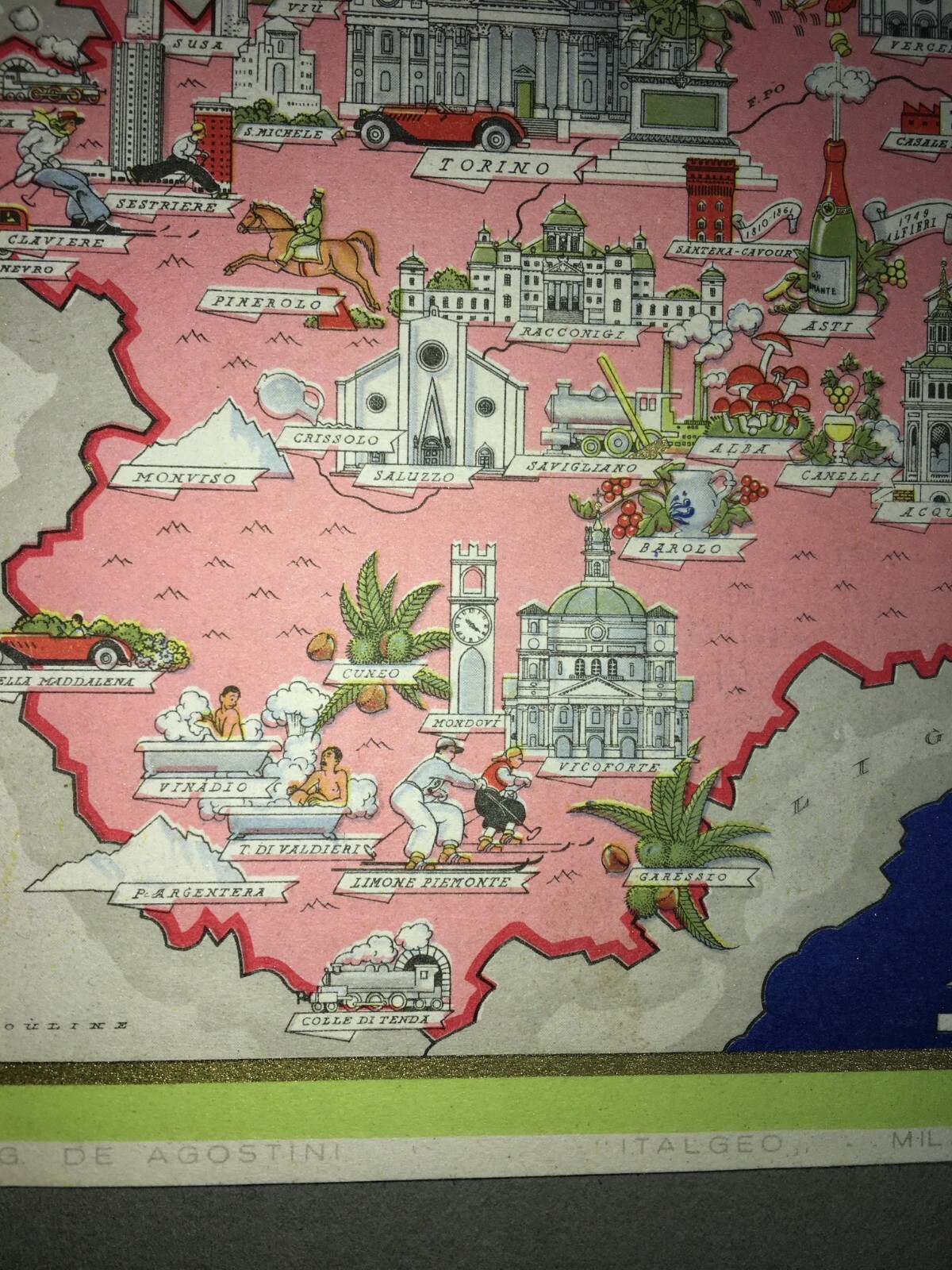 Arte, Folklore E Cartografia Del Piemonte: Mappa Di Vsevolode Nicouline Con Torino, Aosta E Novara