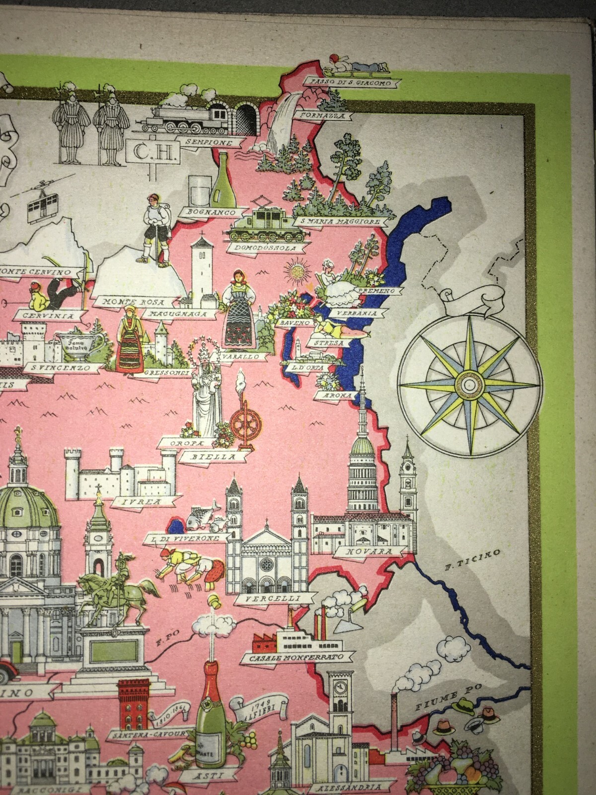 Arte, Folklore E Cartografia Del Piemonte: Mappa Di Vsevolode Nicouline Con Torino, Aosta E Novara