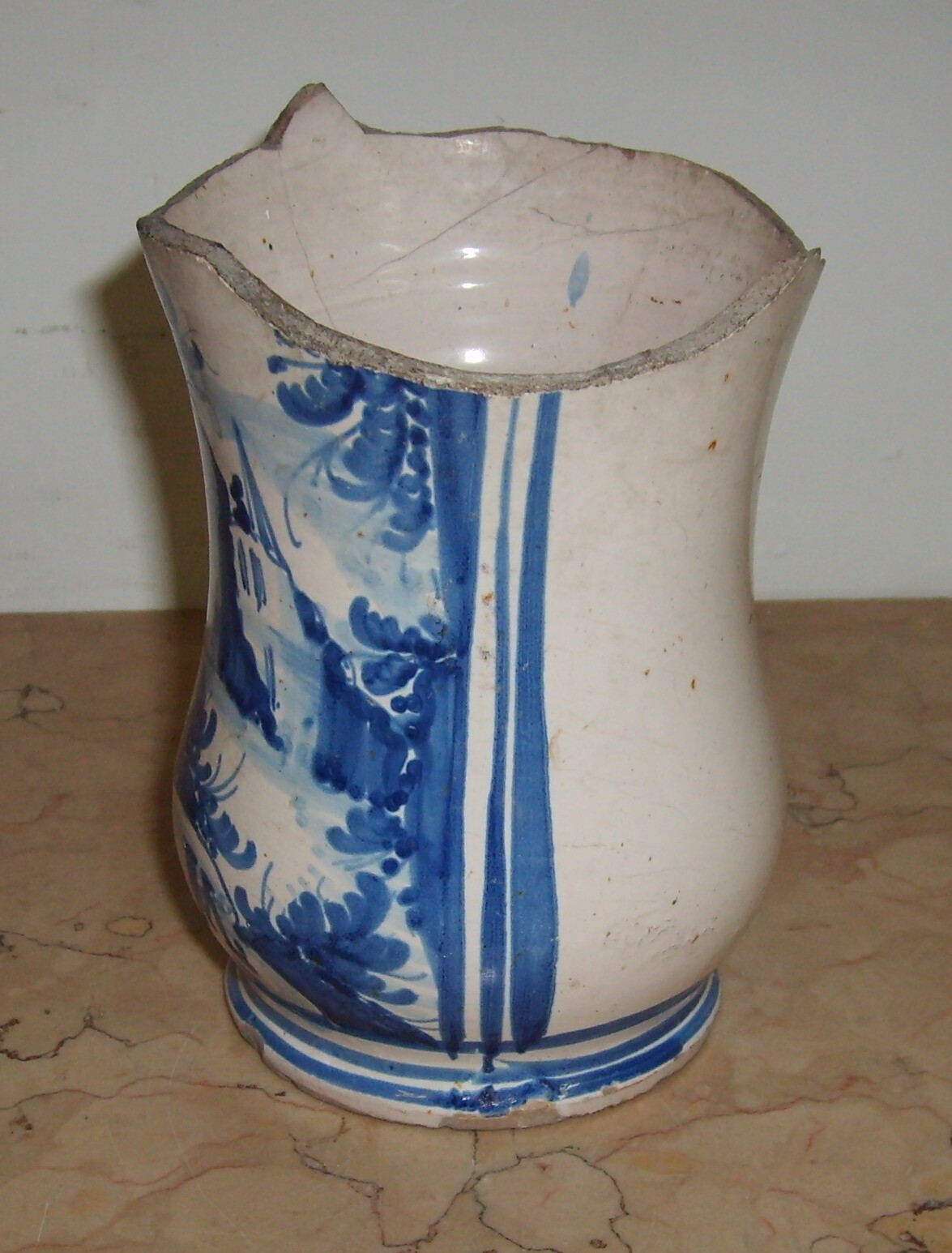 Antica Maiolica Meridionale   Albarello   Vaso Da Farmacia   Veduta Paesaggistica   '700