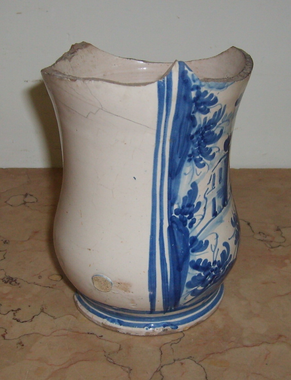 Antica Maiolica Meridionale   Albarello   Vaso Da Farmacia   Veduta Paesaggistica   '700
