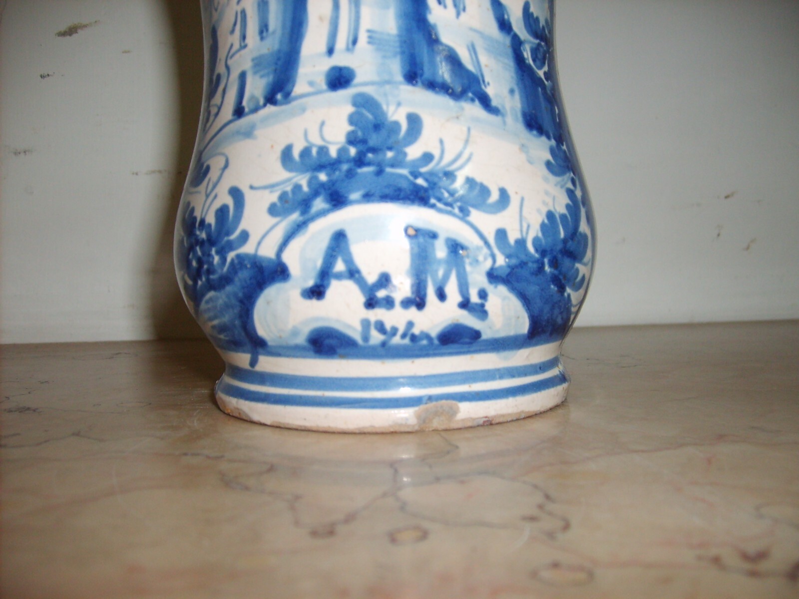 Antica Maiolica Meridionale   Albarello   Vaso Da Farmacia   Veduta Paesaggistica   '700