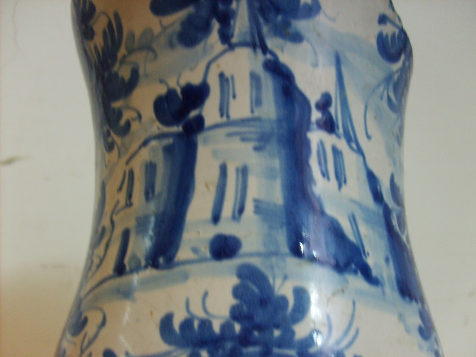 Antica Maiolica Meridionale   Albarello   Vaso Da Farmacia   Veduta Paesaggistica   '700