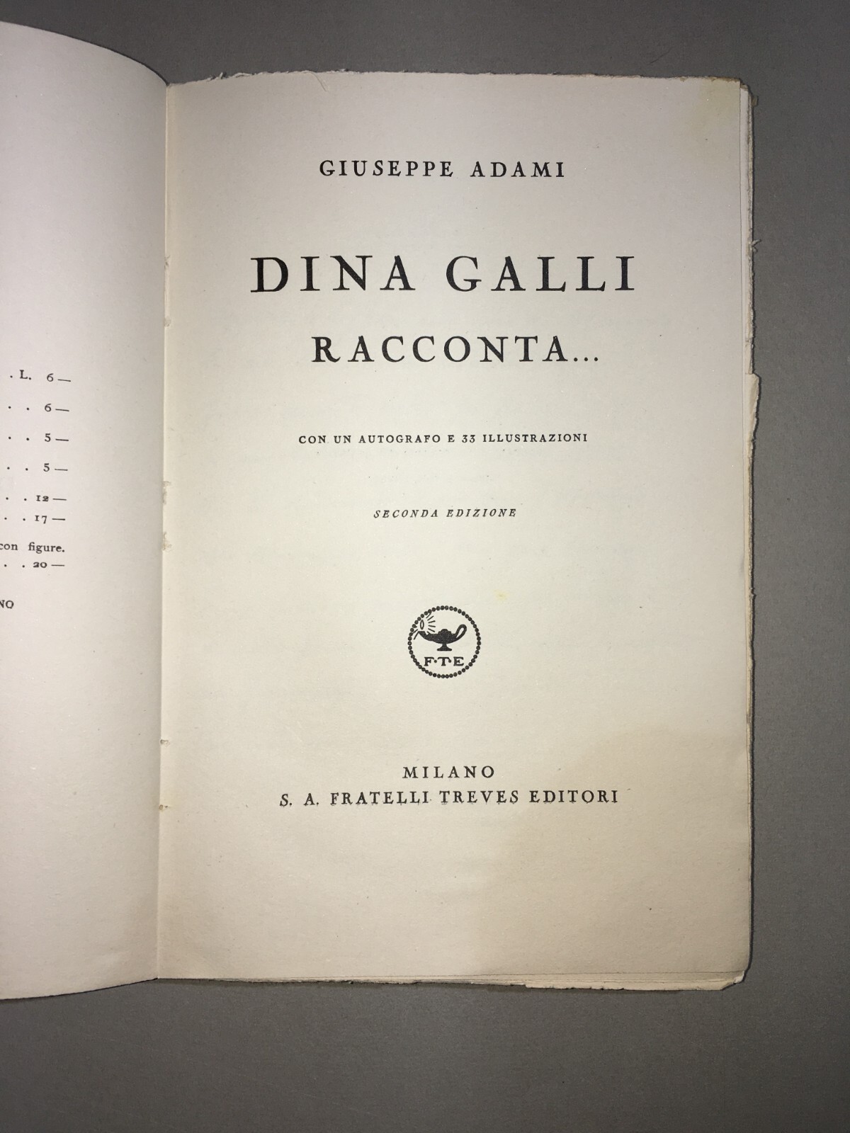 Giuseppe Adami, "Dina Galli Racconta...". Milano, Treves, 1936