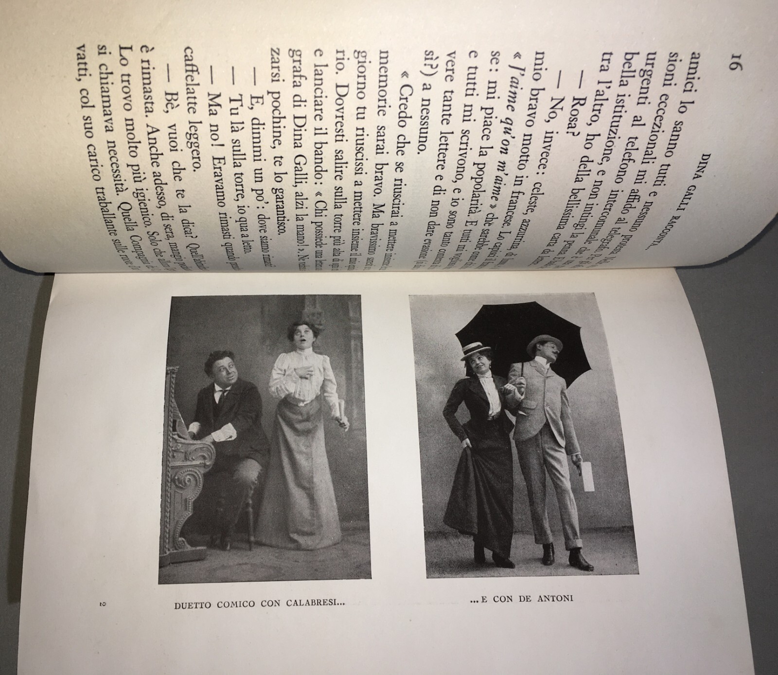 Giuseppe Adami, "Dina Galli Racconta...". Milano, Treves, 1936