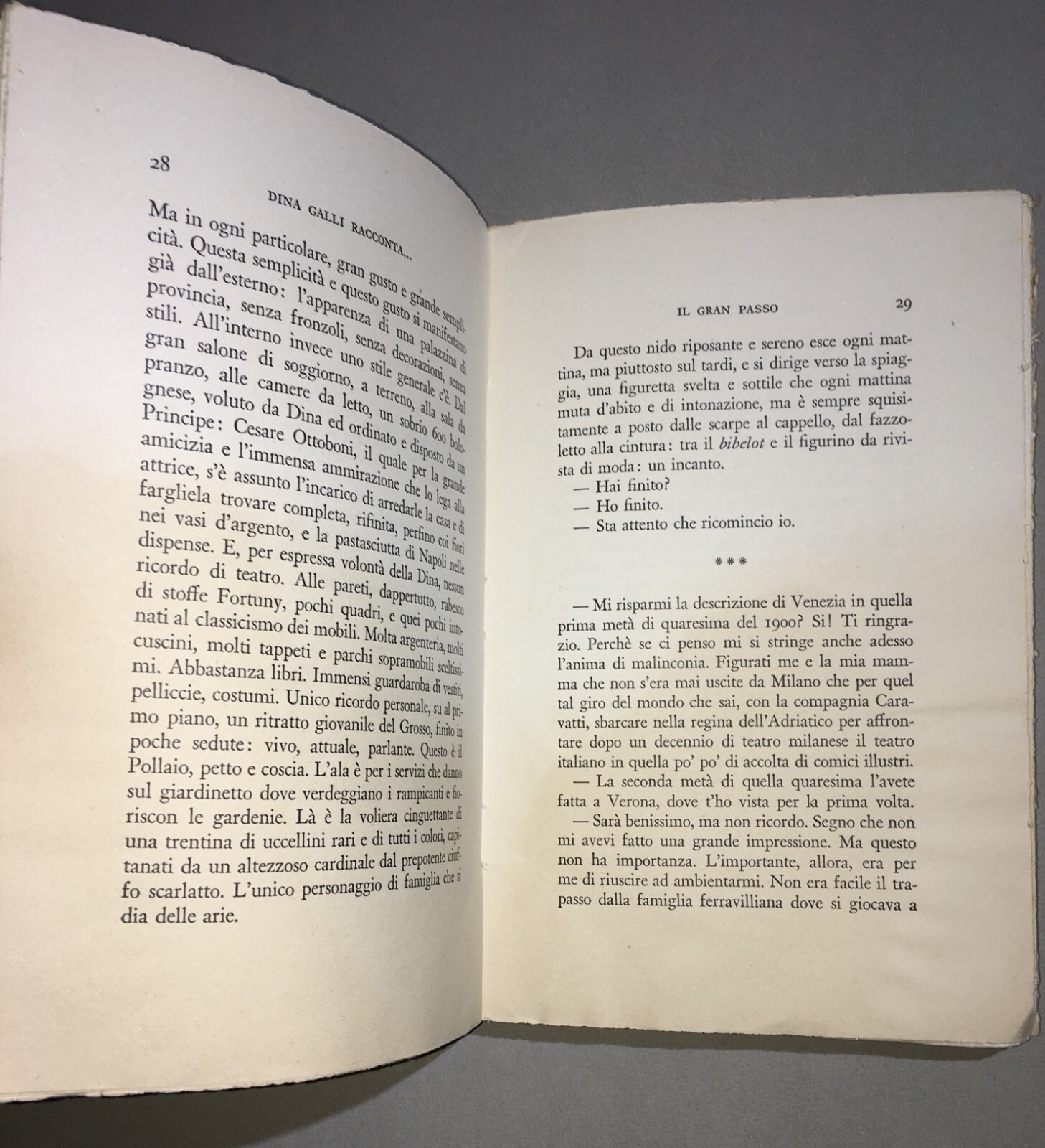 Giuseppe Adami, "Dina Galli Racconta...". Milano, Treves, 1936