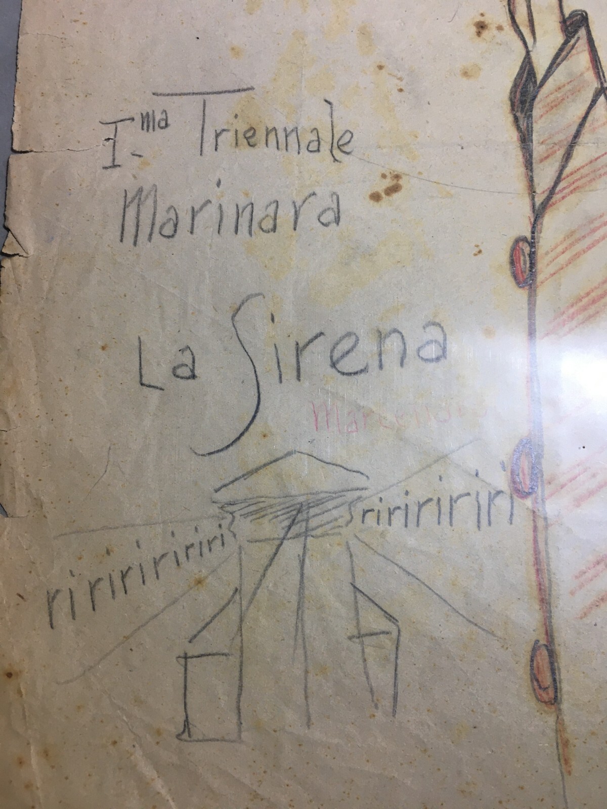 Arte: Antico Disegno Caricaturale Pubblicitario   La Sirena   Triennale Marinara