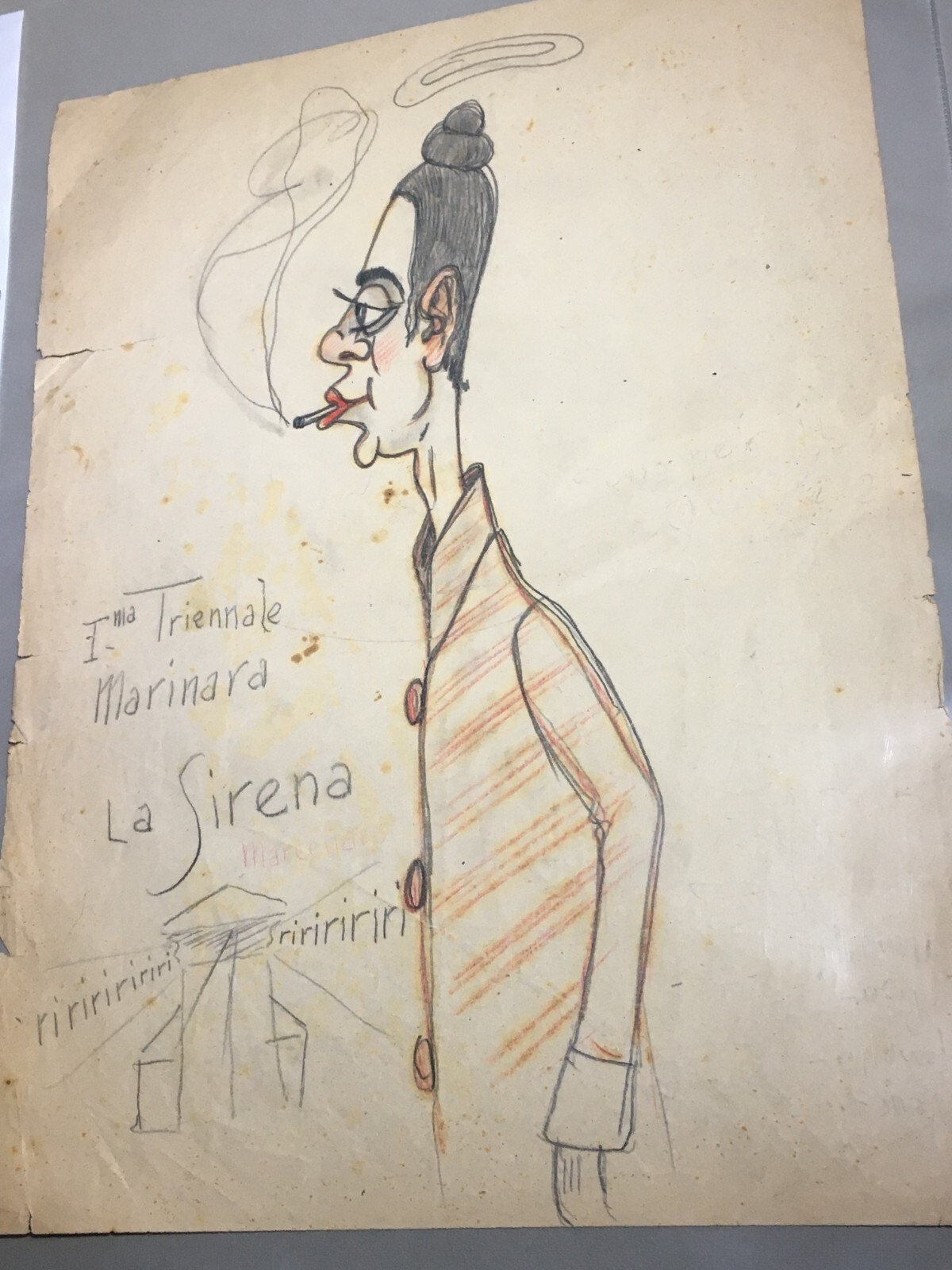 Arte: Antico Disegno Caricaturale Pubblicitario   La Sirena   Triennale Marinara