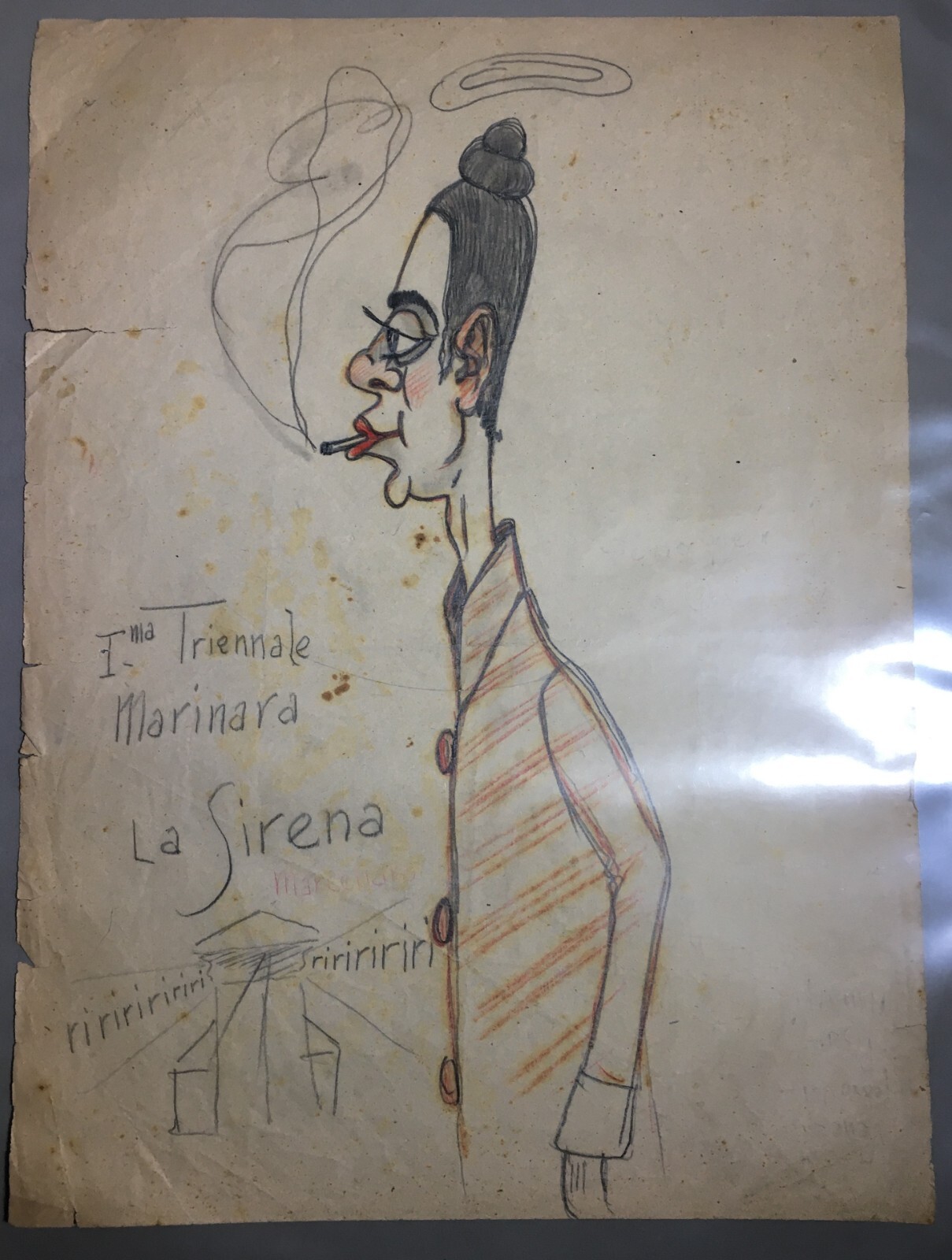 Arte: Antico Disegno Caricaturale Pubblicitario   La Sirena   Triennale Marinara