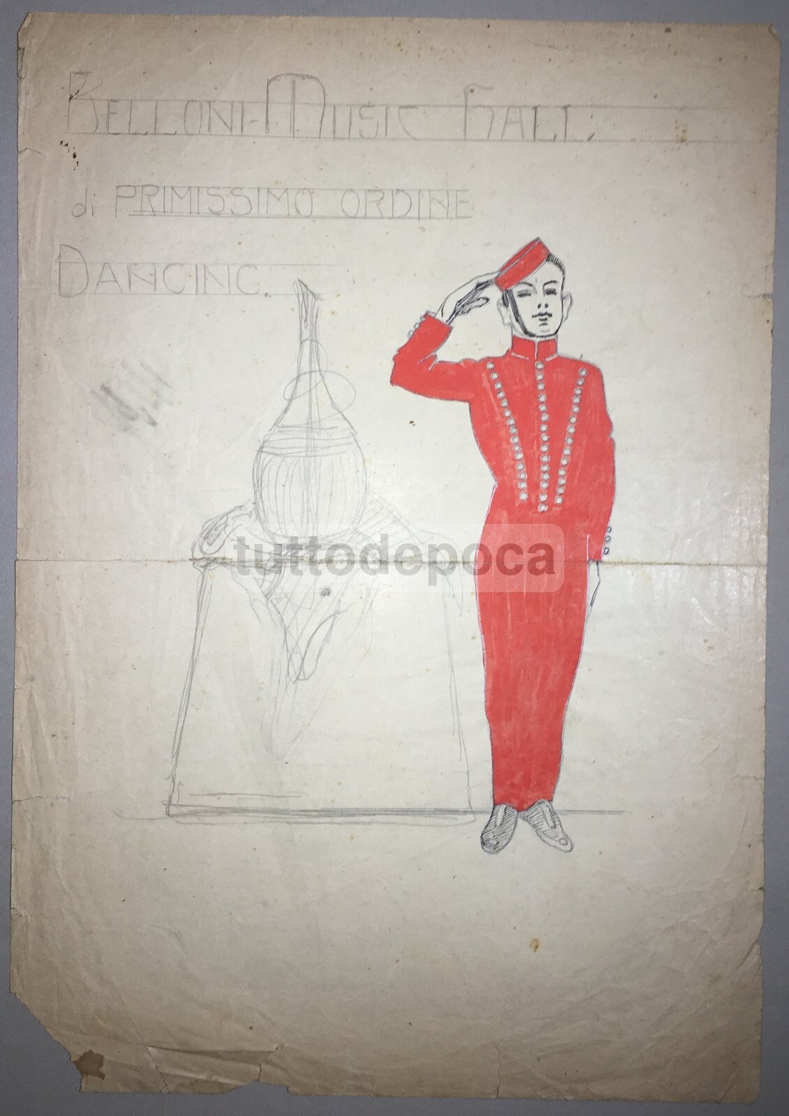 Arte Antica Illustrazione Pubblicitaria: Belloni Music Hall E Politeama Carrino