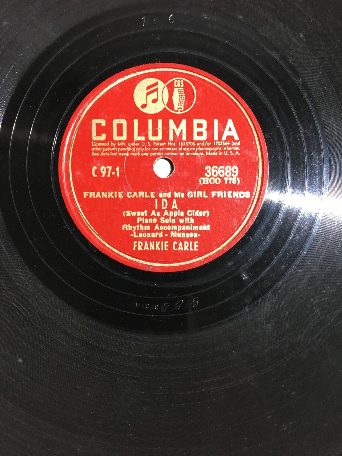 Frankie Carle And His Girl Friends: Disco Vinile Columbia (Ida / Liza)