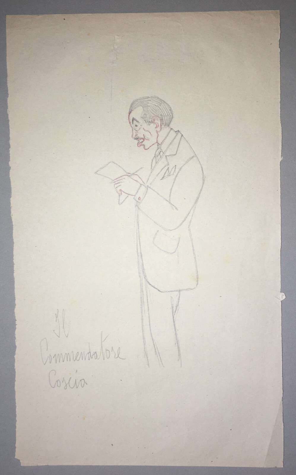Ammiraglio Turco E Commendatore Coscia, 1907: Disegno Caricaturale A Matita (Genova)