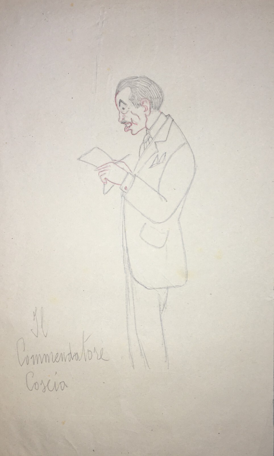 Ammiraglio Turco E Commendatore Coscia, 1907: Disegno Caricaturale A Matita (Genova)