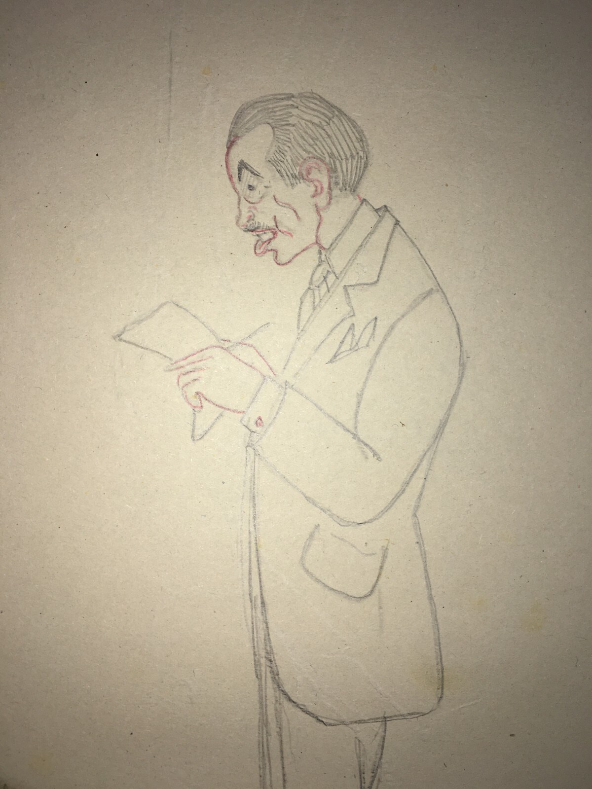 Ammiraglio Turco E Commendatore Coscia, 1907: Disegno Caricaturale A Matita (Genova)