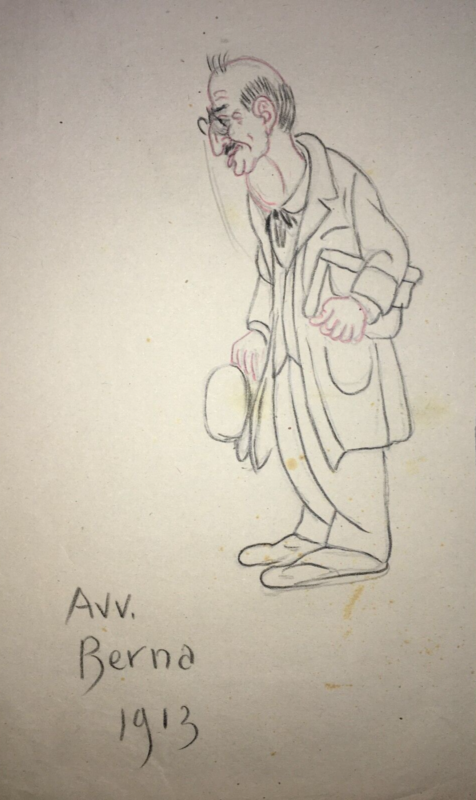 Arte, Caricatura, Antico Disegno, Avvocato Berna, 1913