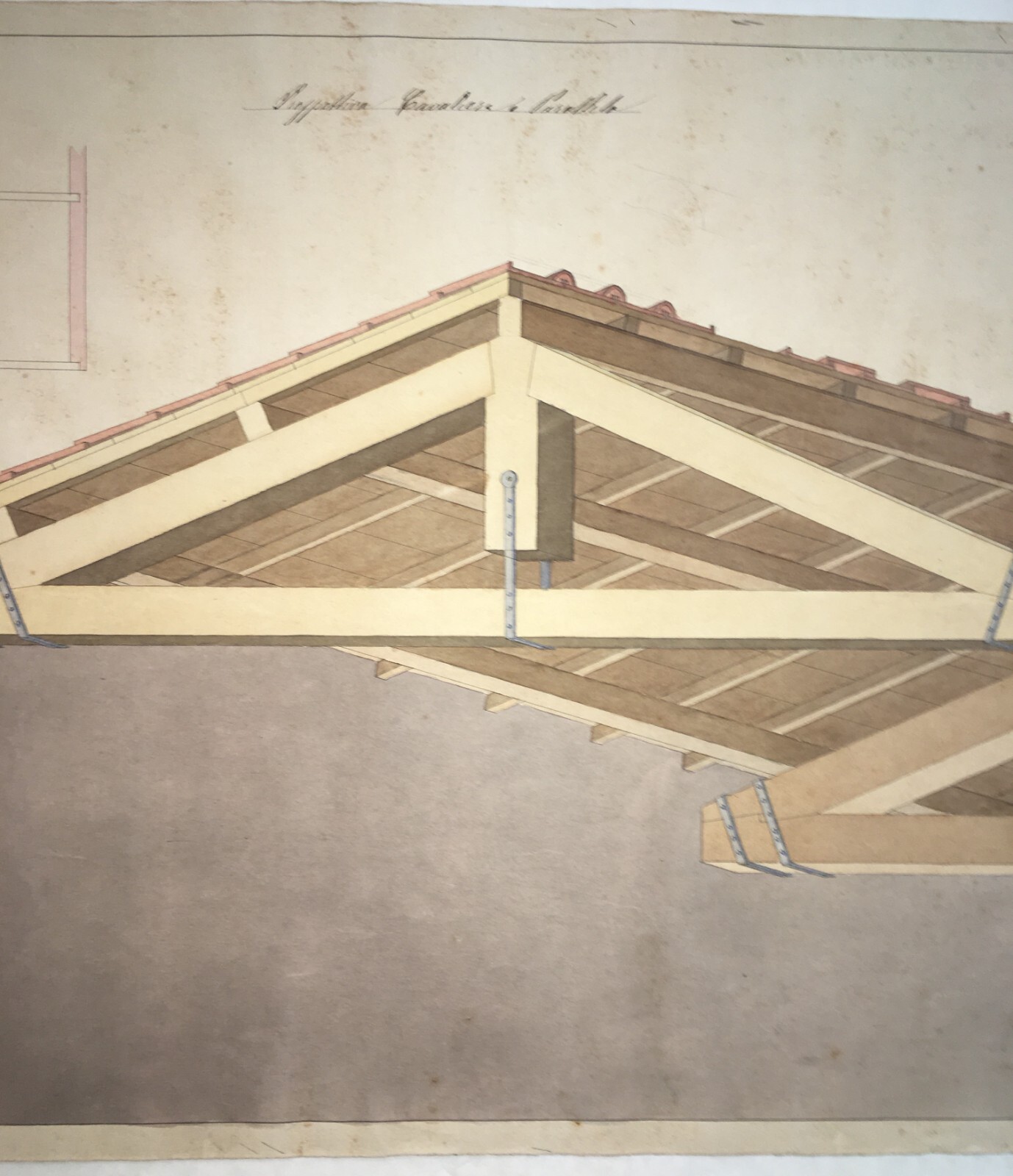 Arte, Architettura E Ingegneria: Antico Disegno Architettonico In Prospettiva Cavaliera
