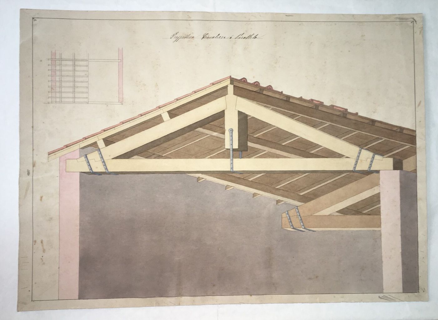 Arte, Architettura E Ingegneria: Antico Disegno Architettonico In Prospettiva Cavaliera