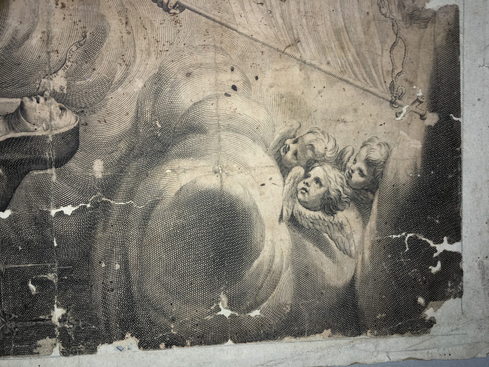 Antico Disegno Di Nudo Maschile E Stampa Devozionale Di Santa Caterina