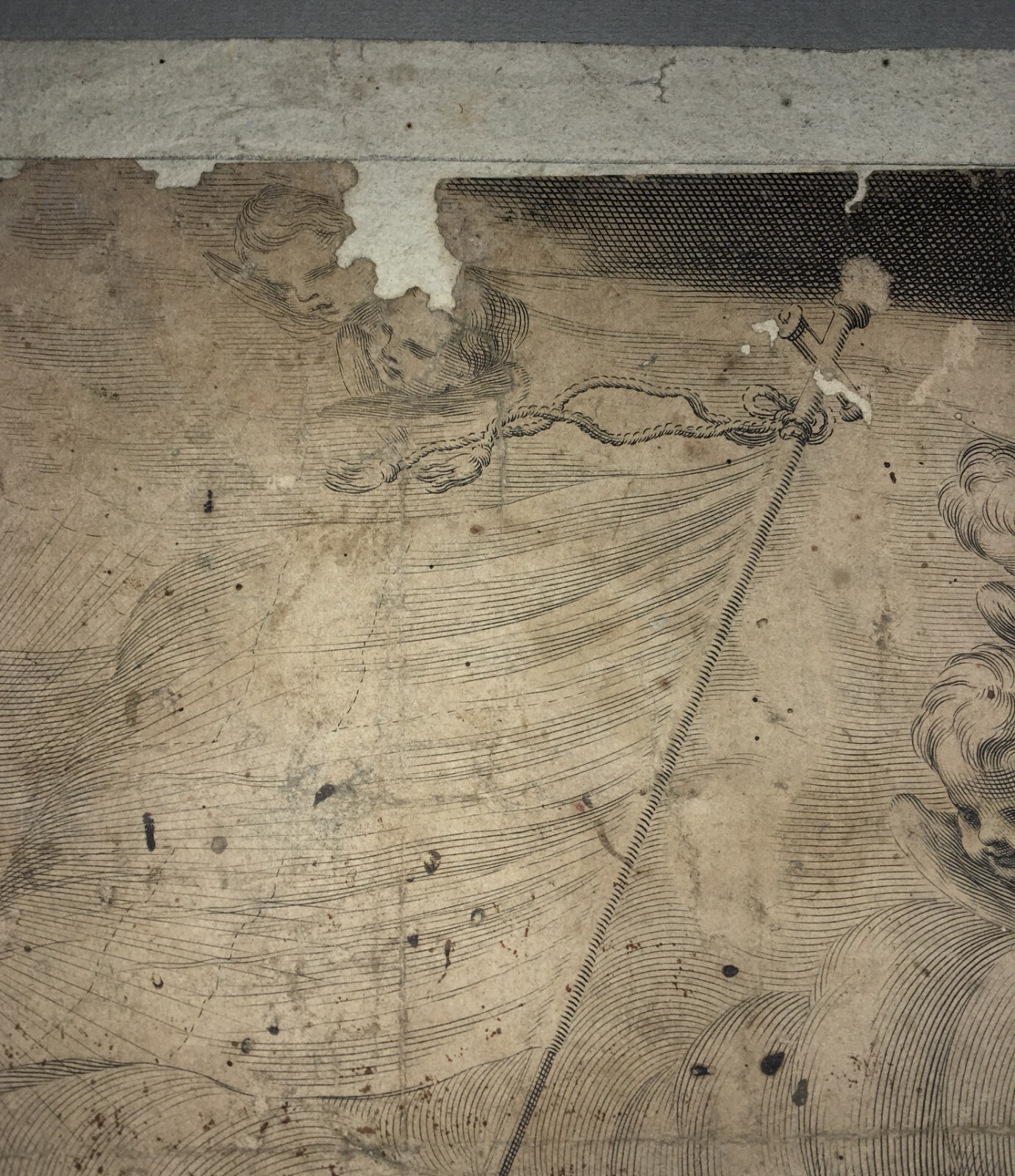 Antico Disegno Di Nudo Maschile E Stampa Devozionale Di Santa Caterina
