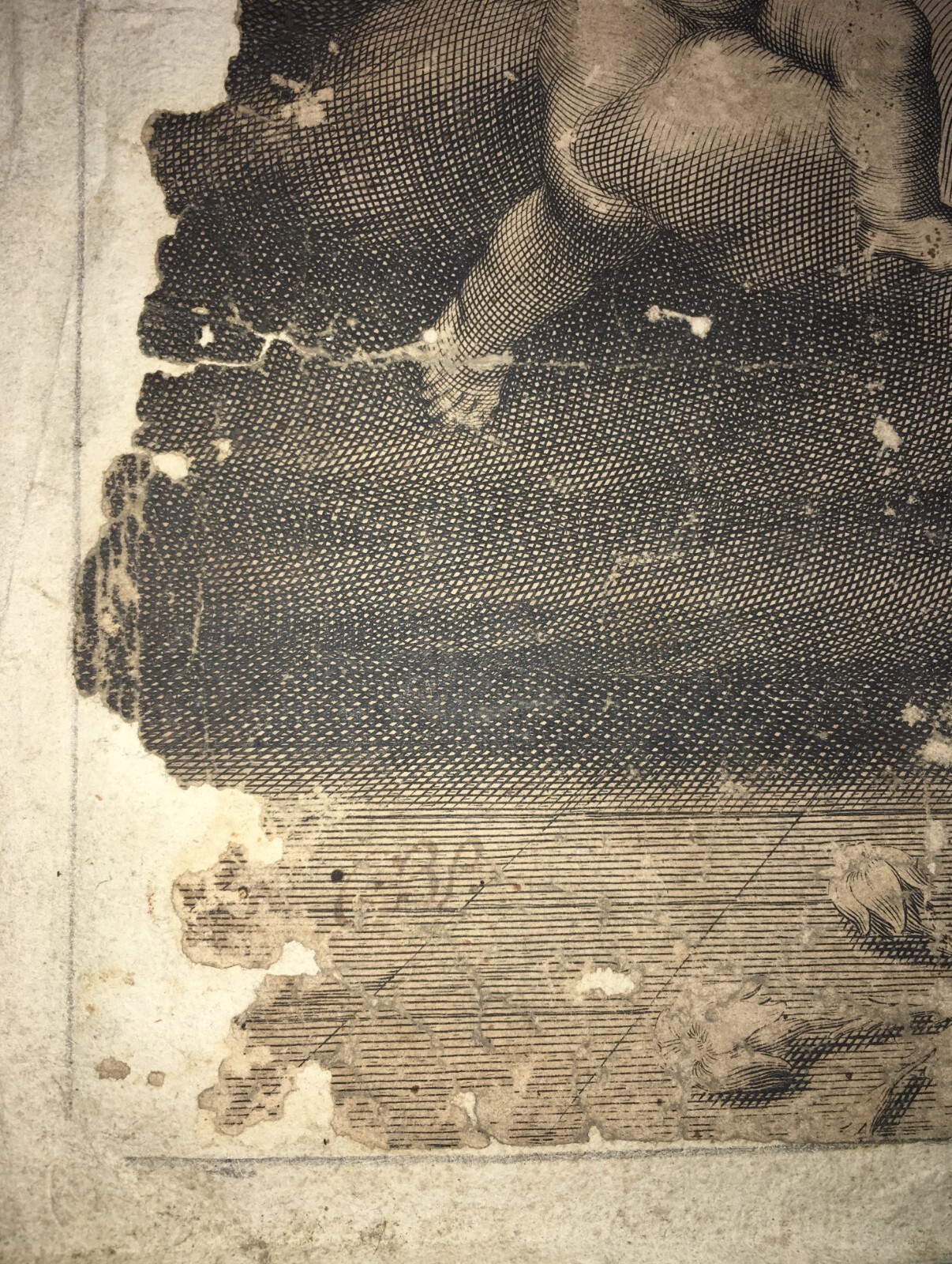 Antico Disegno Di Nudo Maschile E Stampa Devozionale Di Santa Caterina