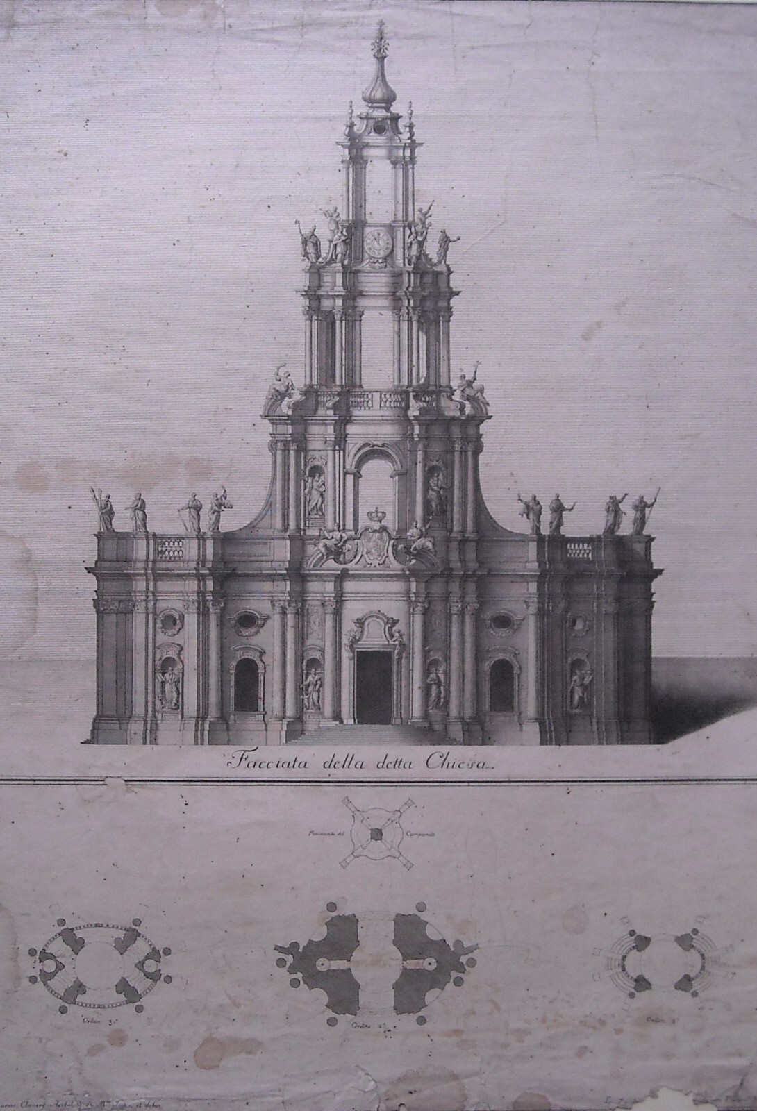 Architettura: Prospettive Della Katholische Hofkirche Di Dresda. Architetto Gaetano Chiaveri, Incisore Lorenzo Zucchi