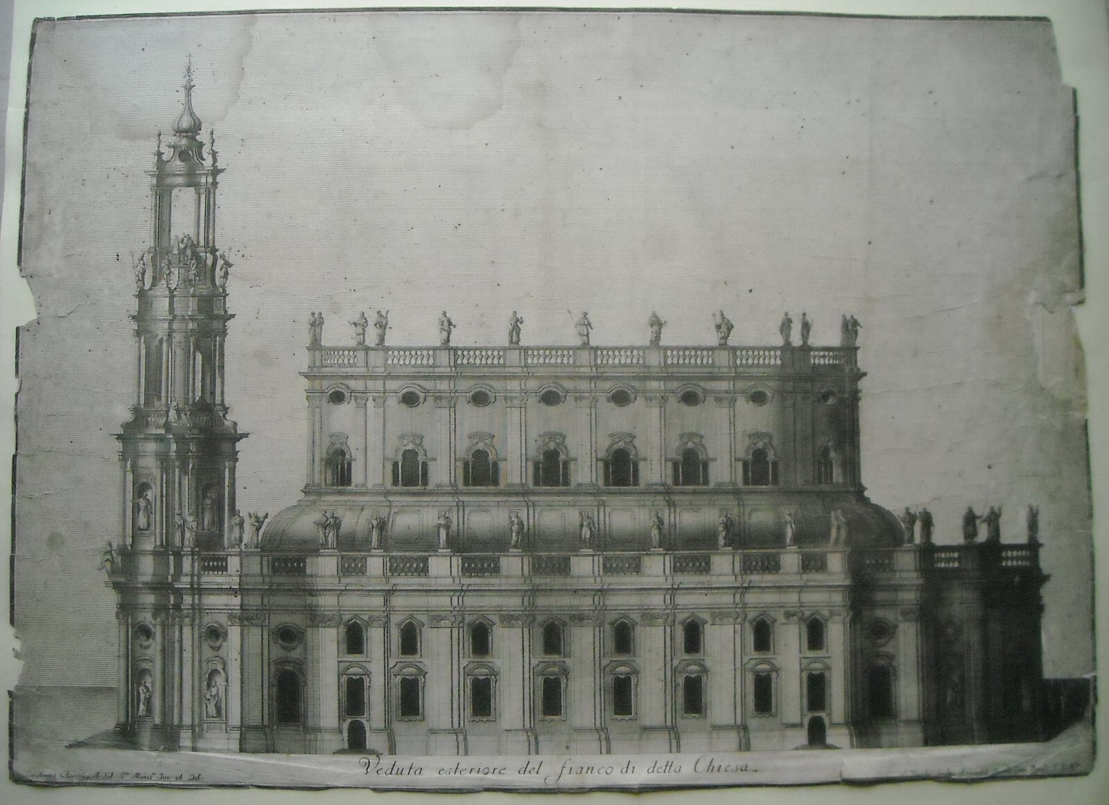 Architettura: Prospettive Della Katholische Hofkirche Di Dresda. Architetto Gaetano Chiaveri, Incisore Lorenzo Zucchi
