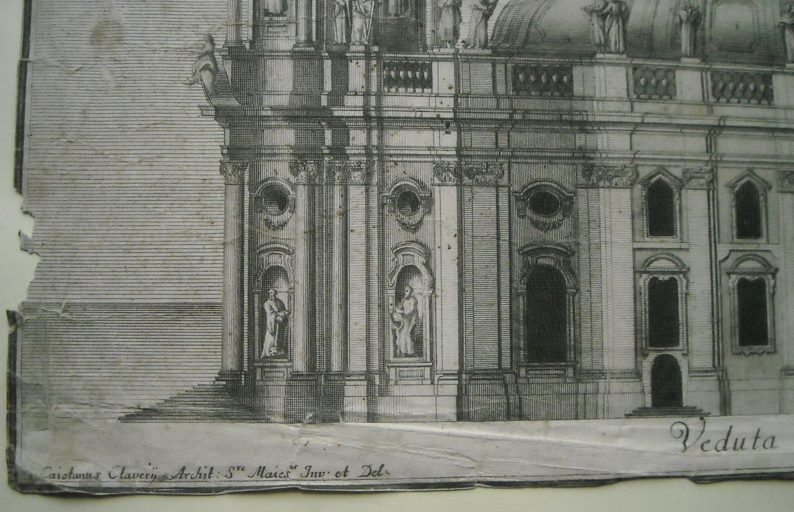 Architettura: Prospettive Della Katholische Hofkirche Di Dresda. Architetto Gaetano Chiaveri, Incisore Lorenzo Zucchi