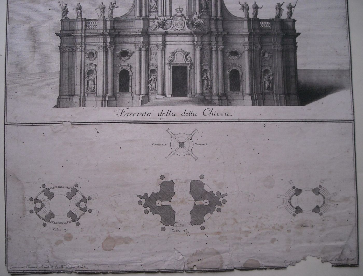 Architettura: Prospettive Della Katholische Hofkirche Di Dresda. Architetto Gaetano Chiaveri, Incisore Lorenzo Zucchi