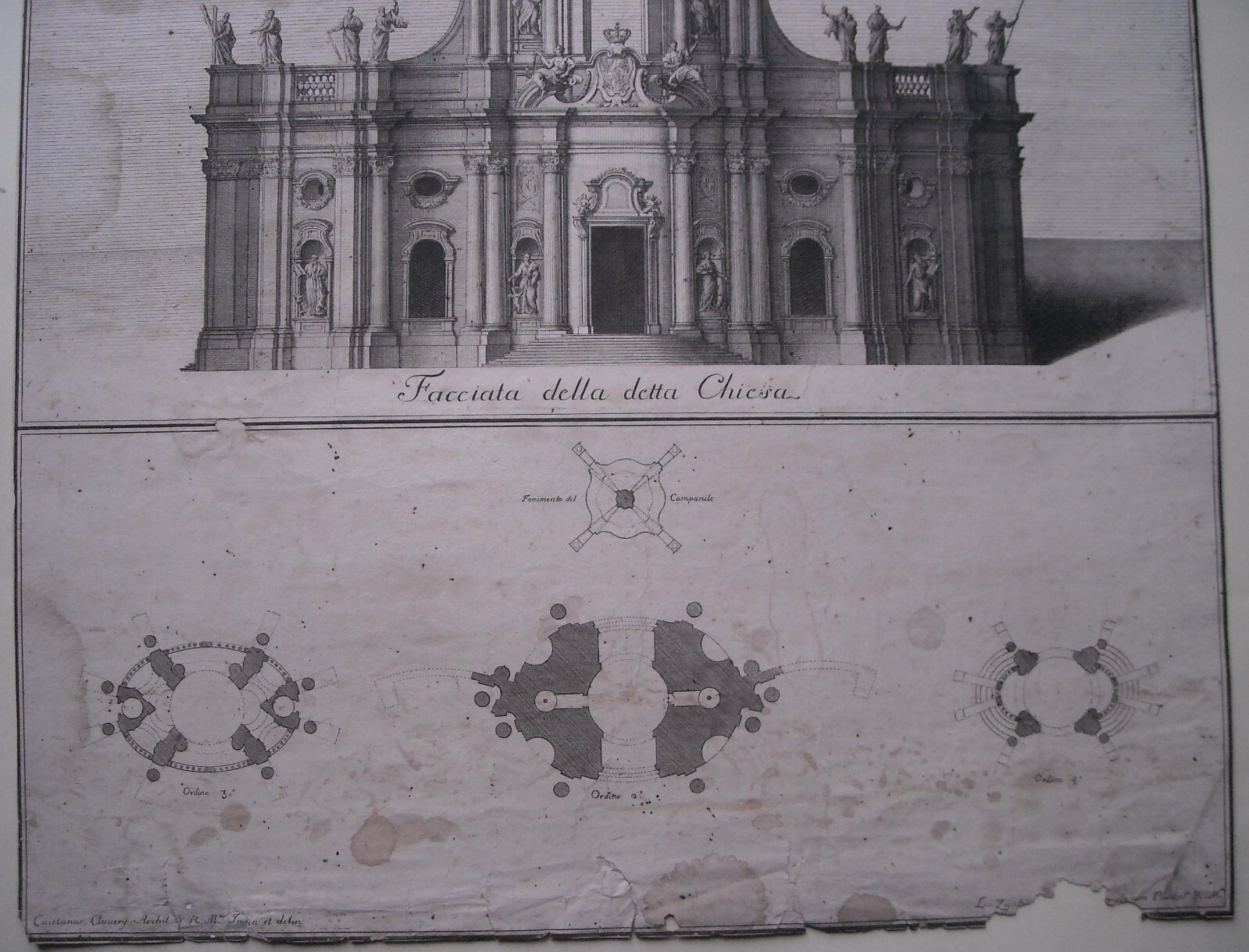 Architettura: Prospettive Della Katholische Hofkirche Di Dresda. Architetto Gaetano Chiaveri, Incisore Lorenzo Zucchi