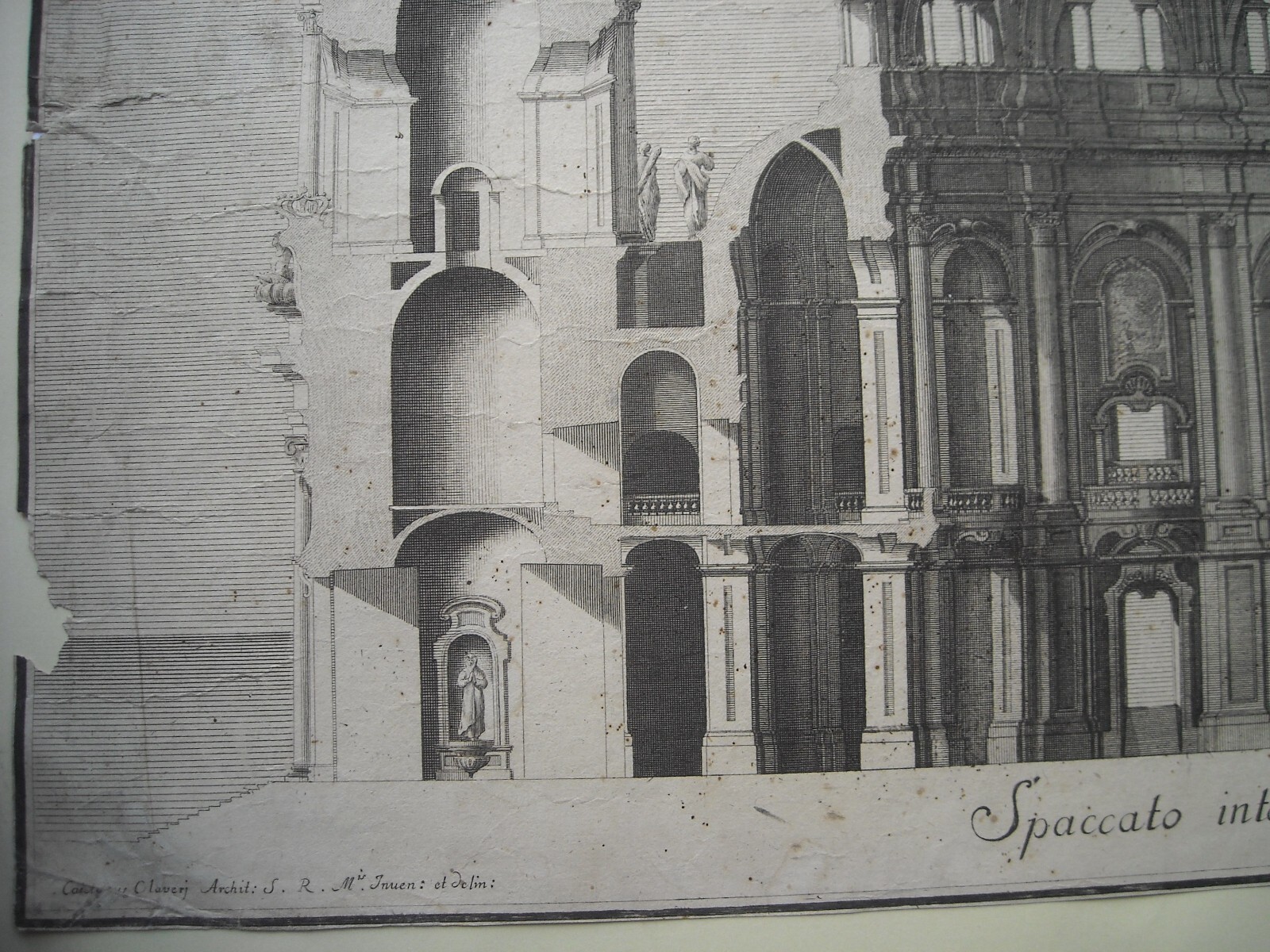 Architettura: Prospettive Della Katholische Hofkirche Di Dresda. Architetto Gaetano Chiaveri, Incisore Lorenzo Zucchi