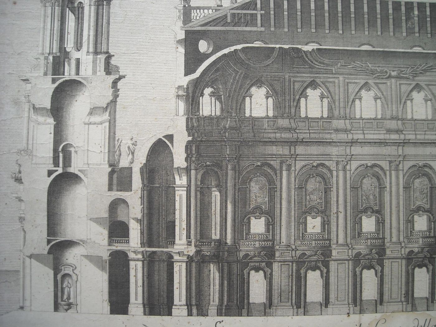 Architettura: Prospettive Della Katholische Hofkirche Di Dresda. Architetto Gaetano Chiaveri, Incisore Lorenzo Zucchi