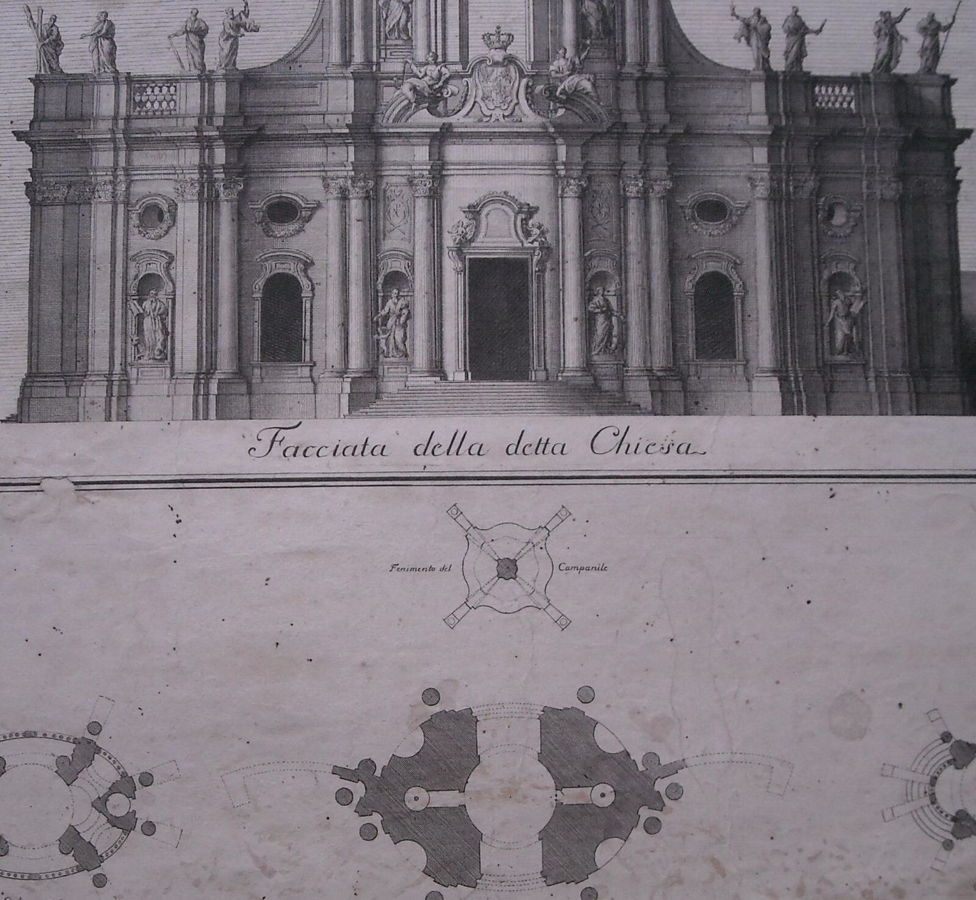 Architettura: Prospettive Della Katholische Hofkirche Di Dresda. Architetto Gaetano Chiaveri, Incisore Lorenzo Zucchi