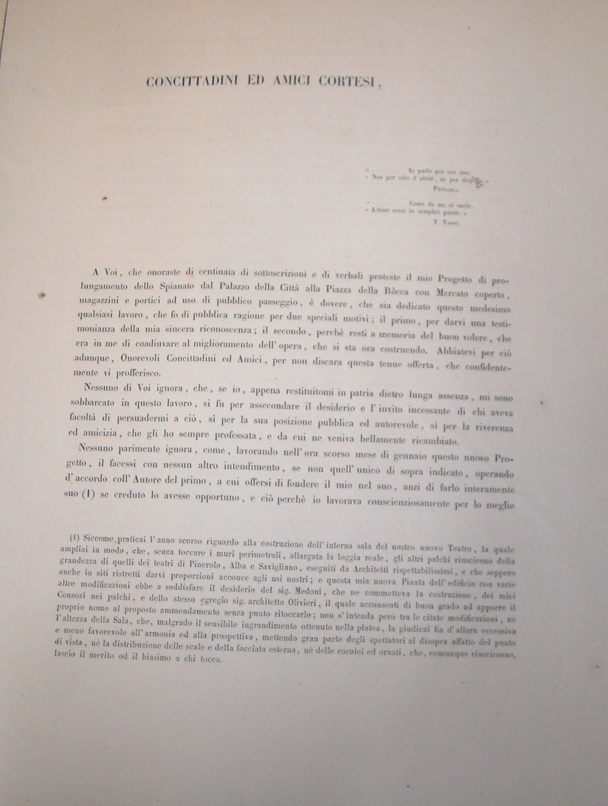 Progetto Di Ampliamento Urbano Di Bra (Cuneo). 1858