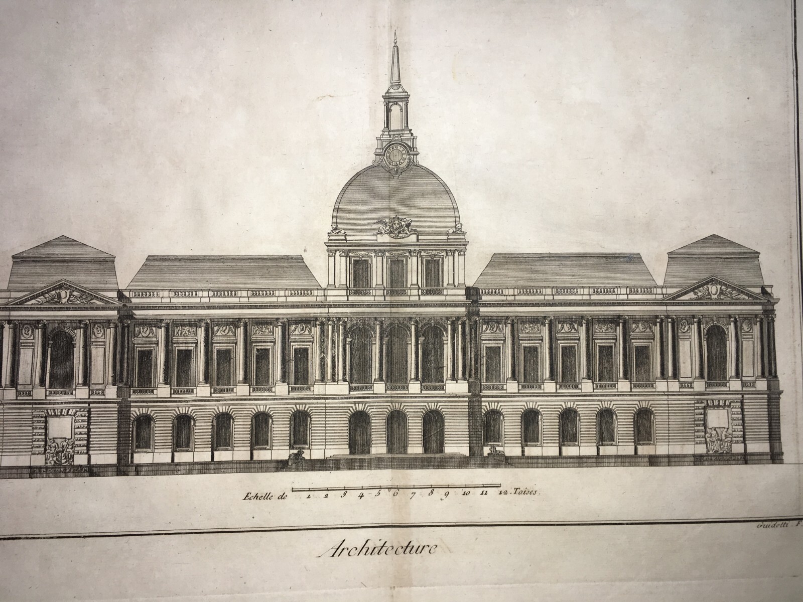 Rouen, Palazzo Reale (Hôtel De Ville). Incisione Di Guidotti, XVIII Secolo