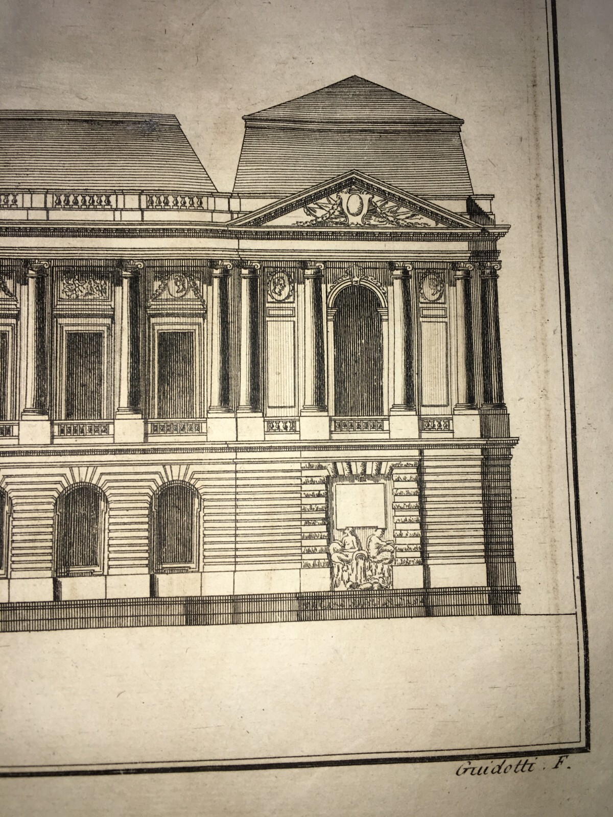 Rouen, Palazzo Reale (Hôtel De Ville). Incisione Di Guidotti, XVIII Secolo
