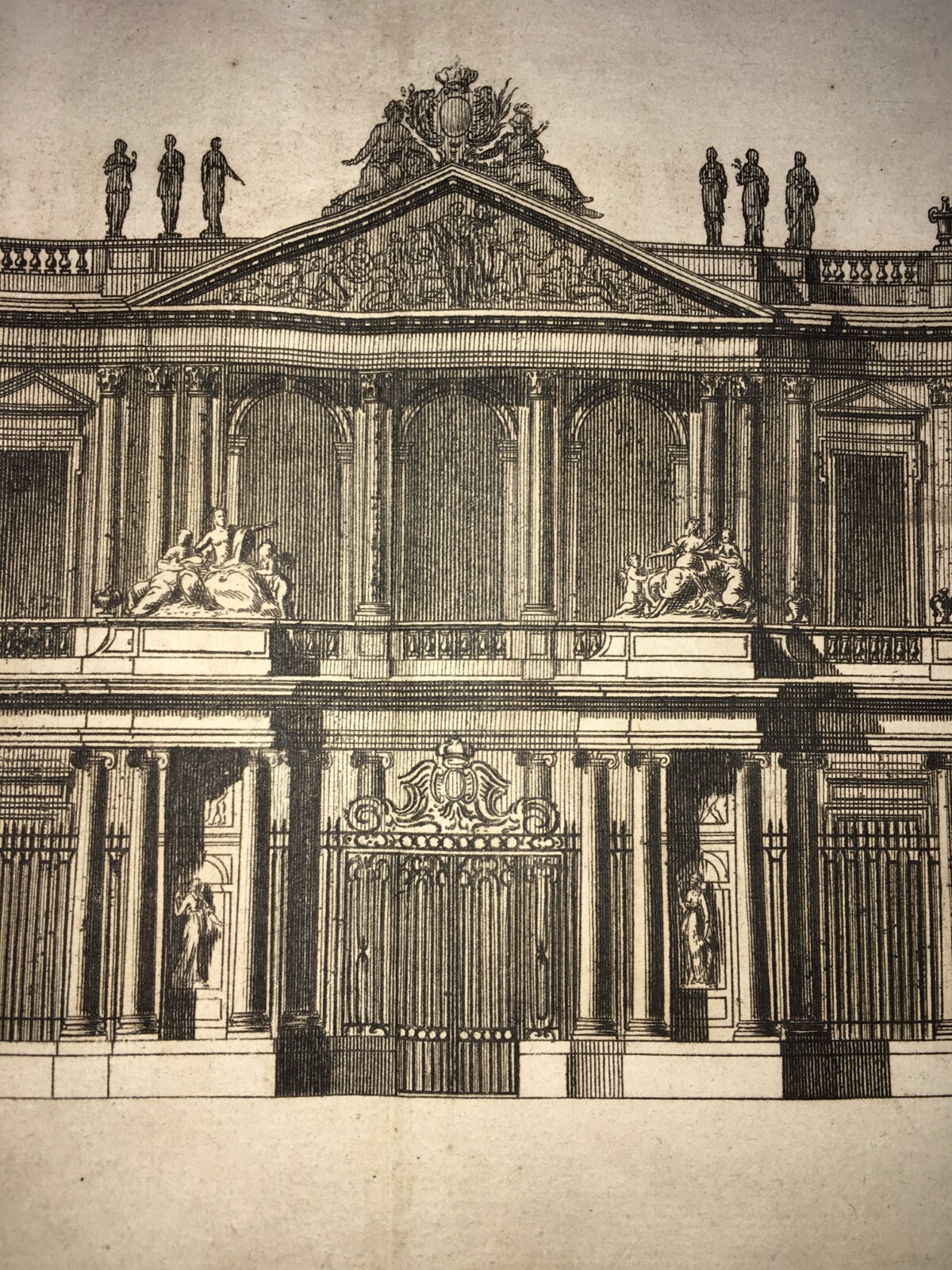 Architettura: Antica Prospettiva Di Un Grand Hotel Di Jacques Francois Blondel, Incisione Guidotti