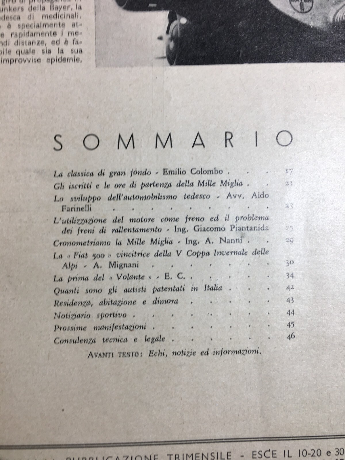 L'Auto Italiana Marzo 1938: Mille Miglia, Alfa Romeo E Pinin Farina