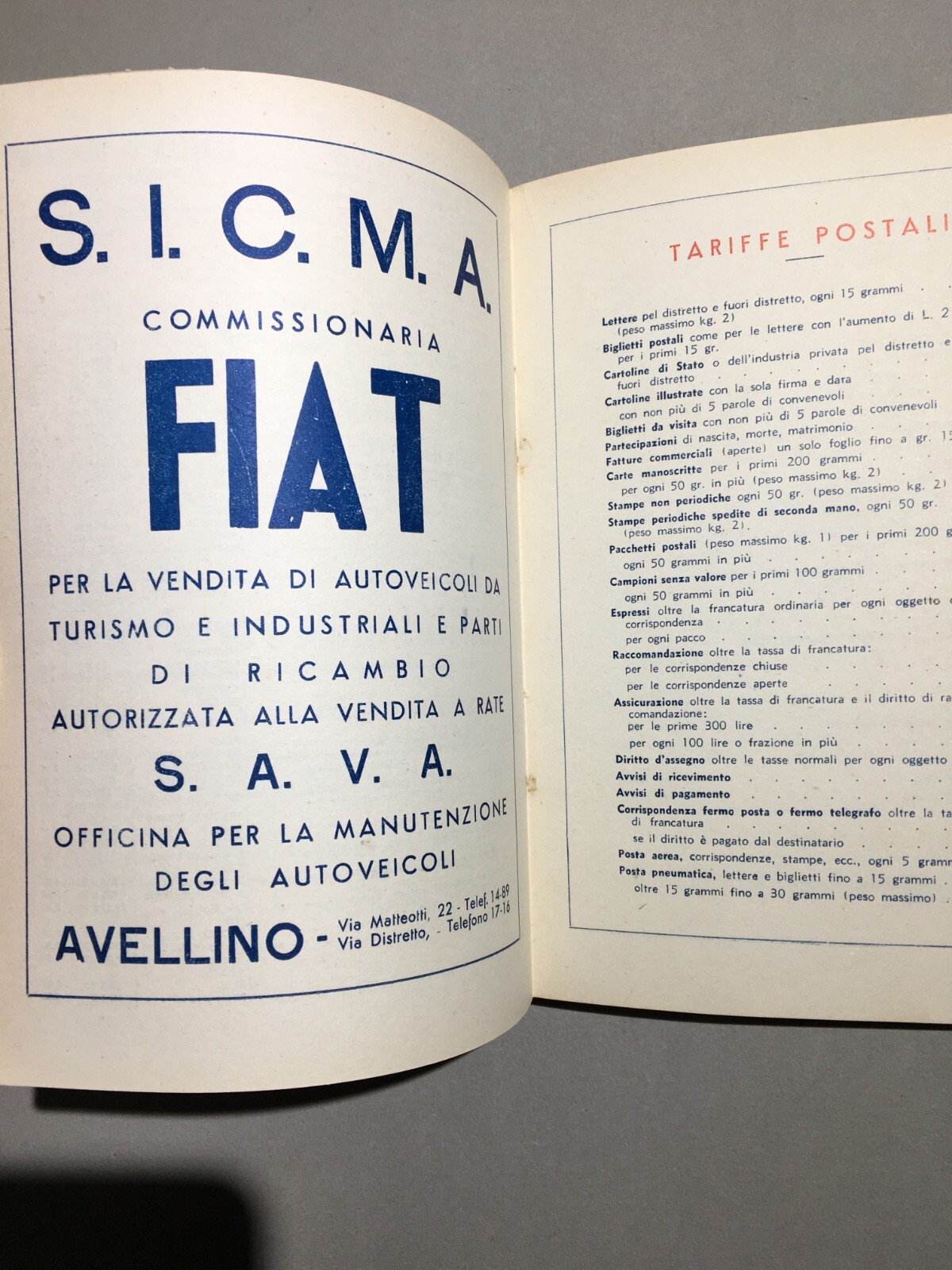 Automobilismo: Automobil Club Avellino Agenda 1950 Pubblicitaria Gomme Ceat