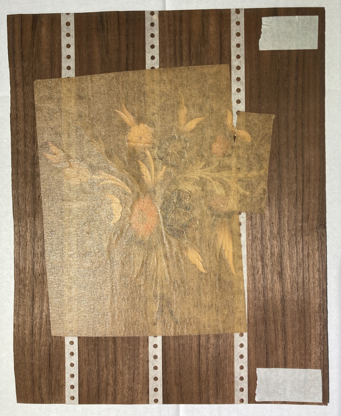 Ebanisteria, Artigianato Del Legno, Pannello Intarsiato Con Decoro Floreale Policromo