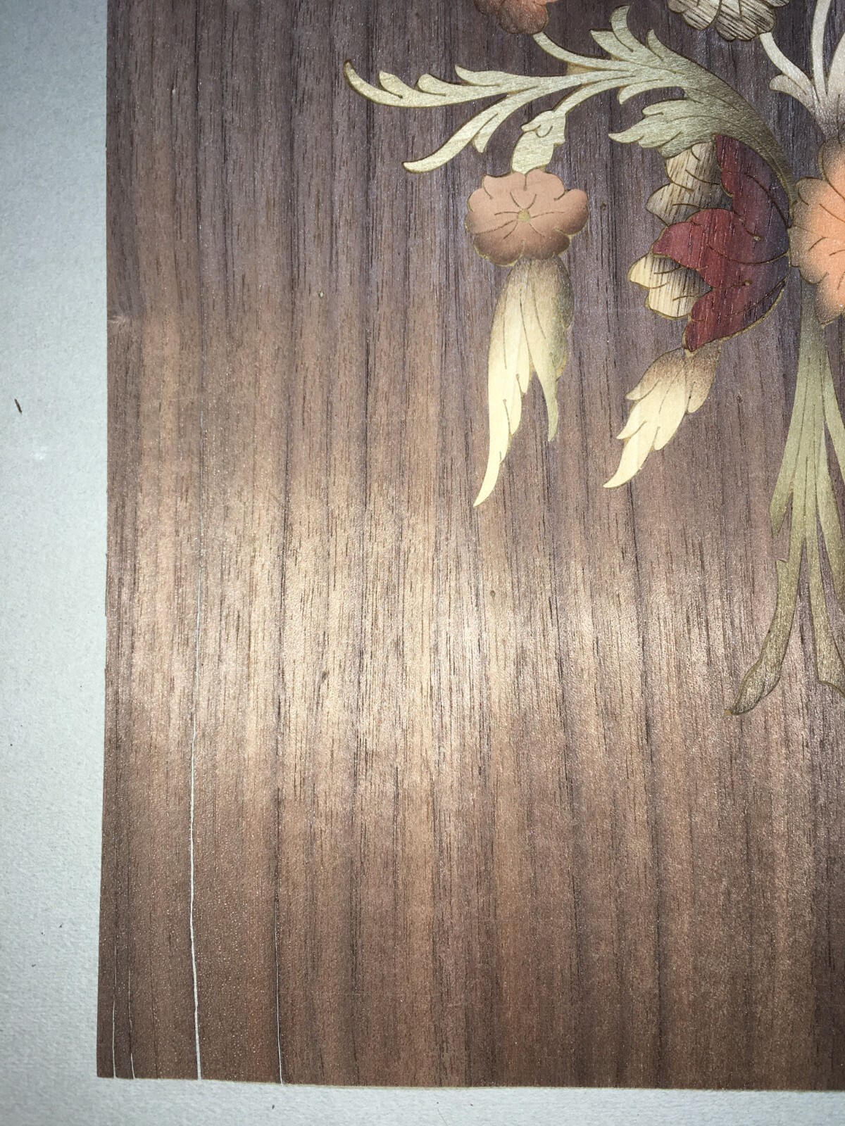 Ebanisteria, Artigianato Del Legno, Pannello Intarsiato Con Decoro Floreale Policromo