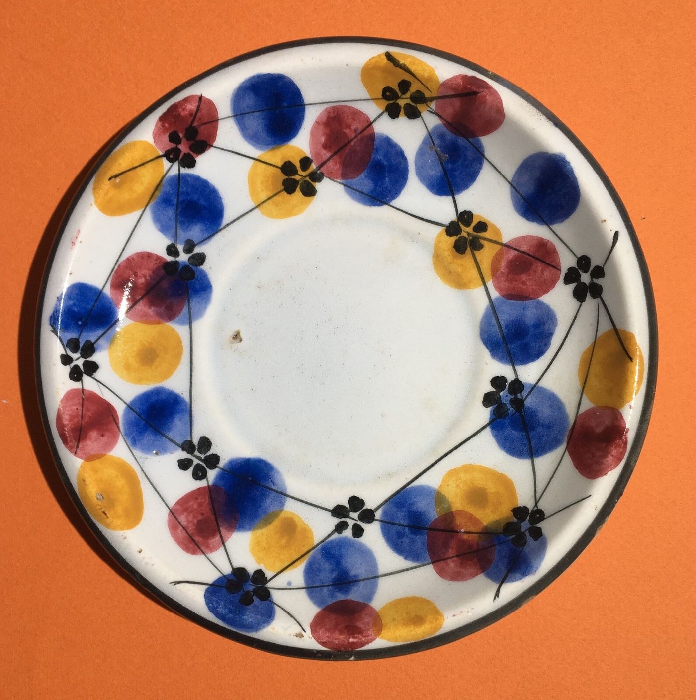 Ceramica Decorativa Floreale Con Decoro Policromo E Marchio Sfinge